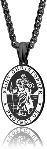 LAOYOU Saint St Michael/Christopher/Virgin Mary/Benedict Medal Necklace for Teen Men Women Patron Pendant Religious gifts Amulet Jewelry in Kuwait