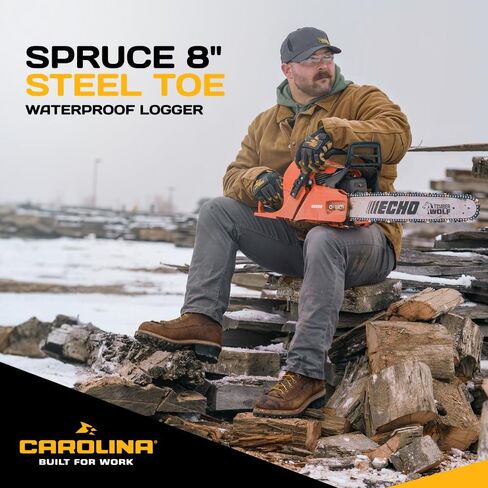 Men's Carolina Steel Toe Waterproof Lace - to - Toe Logger Boots Black in Saudi Arabia