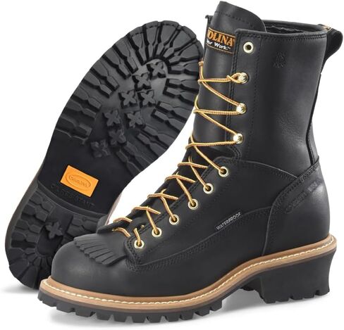 Men's Carolina Steel Toe Waterproof Lace - to - Toe Logger Boots Black in Saudi Arabia