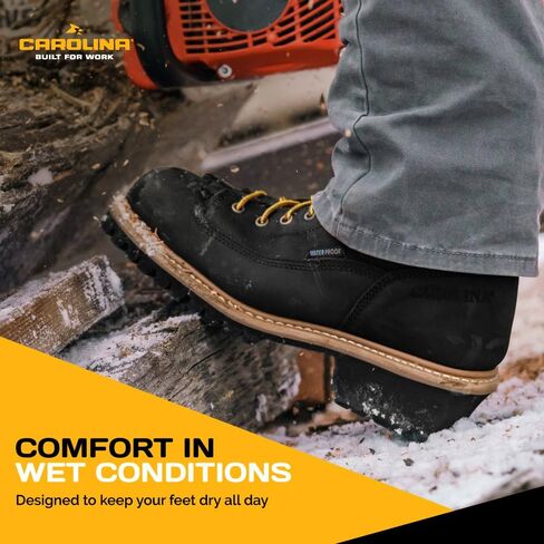 Men's Carolina Steel Toe Waterproof Lace - to - Toe Logger Boots Black in Saudi Arabia