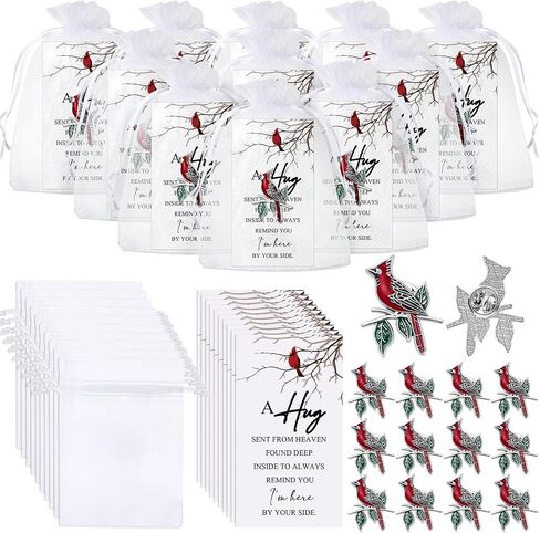 SATINIOR Set of 10 Cardinal Pins Funeral Favors Red Cardinal Brooch Memorial Alloy Oil Dropped Pins Inspirational Poem Cards Organza Bags Cardinal Keepsake Presents Sympathy Gift for Guests(Classic) in Saudi Arabia