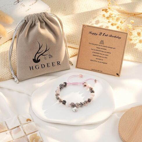 HGDEER 5th 8th College High School Graduation Day Gifts for Her Natural Stone Bracelet to Women Gifts for Sister Friend Daughter Granddaughter Niece in Saudi Arabia