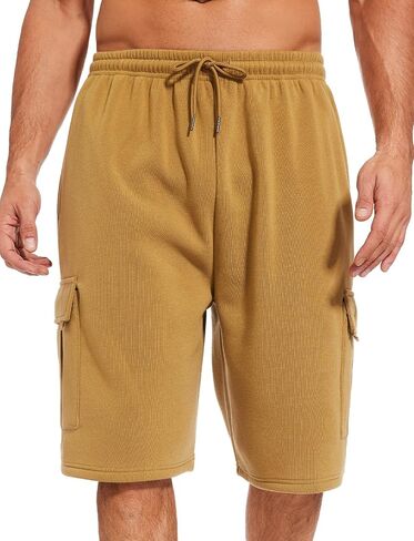 Mens Cargo Sweat Shorts Fleece Casual Athletic Workout Gym Jogger Shorts with 5 Pockets in Saudi Arabia