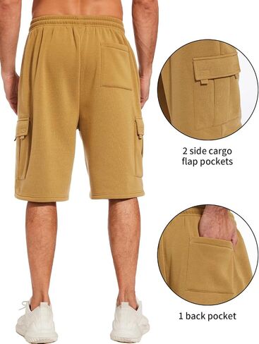 Mens Cargo Sweat Shorts Fleece Casual Athletic Workout Gym Jogger Shorts with 5 Pockets in Saudi Arabia