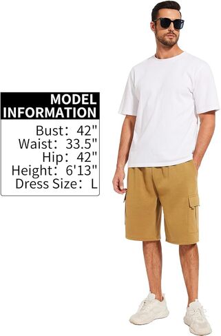 Mens Cargo Sweat Shorts Fleece Casual Athletic Workout Gym Jogger Shorts with 5 Pockets in Saudi Arabia