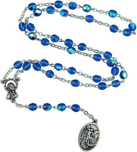VILLAGE GIFT IMPORTERS Italian Glass Crystal Chaplets | 4 Colors | Saint Michael and Guardian Angel Medal | The Chaplet of St. Michael the Archangel in Saudi Arabia