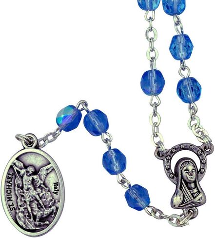 VILLAGE GIFT IMPORTERS Italian Glass Crystal Chaplets | 4 Colors | Saint Michael and Guardian Angel Medal | The Chaplet of St. Michael the Archangel in Saudi Arabia