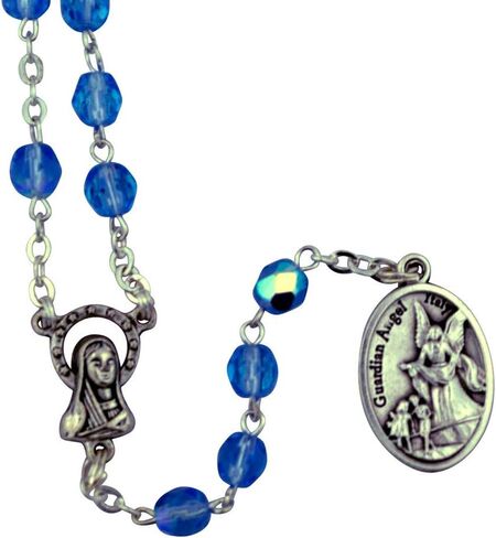 VILLAGE GIFT IMPORTERS Italian Glass Crystal Chaplets | 4 Colors | Saint Michael and Guardian Angel Medal | The Chaplet of St. Michael the Archangel in Saudi Arabia