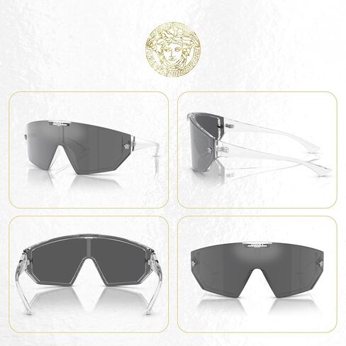 Versace VE4461 درع النظارات الشمسية للرجال للنساء +مقطع احتياطي حرة على عدسة الدرع +حزمة مع طقم نظارات المصمم Iwear Iwear in Kuwait