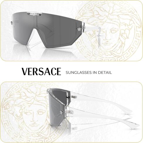 Versace VE4461 درع النظارات الشمسية للرجال للنساء +مقطع احتياطي حرة على عدسة الدرع +حزمة مع طقم نظارات المصمم Iwear Iwear in Kuwait