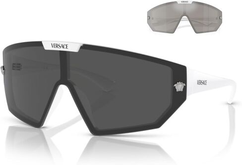 Versace VE4461 درع النظارات الشمسية للرجال للنساء +مقطع احتياطي حرة على عدسة الدرع +حزمة مع طقم نظارات المصمم Iwear Iwear in Kuwait