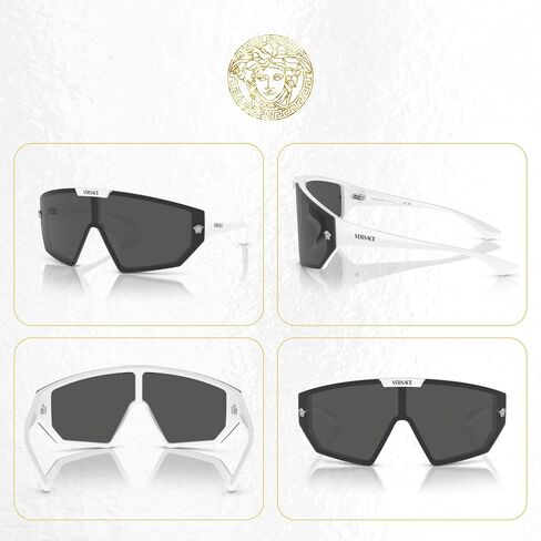 Versace VE4461 درع النظارات الشمسية للرجال للنساء +مقطع احتياطي حرة على عدسة الدرع +حزمة مع طقم نظارات المصمم Iwear Iwear in Kuwait