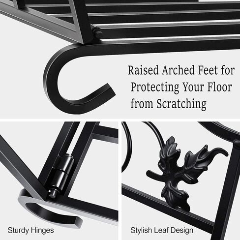 Amagabeli Firewood Rack Indoor Outdoor Heavy Duty Foldable Firewood Holder Wrought Iron Fireplace Log Holders with Leaves Design and Raised Arched Feet Wood Rack for Firewood Metal Wood Basket Black in Saudi Arabia