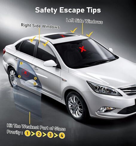 مطرقة سلامة السيارات 4 حزمة ، قاطع زجاج نافذة ، قاطع حزام الأمان أداة هروب الطوارئ مع شريط عاكس خفيف لإنقاذ الأسرة ، مجموعة البقاء على قيد الحياة لإنقاذ الحياة in Kuwait