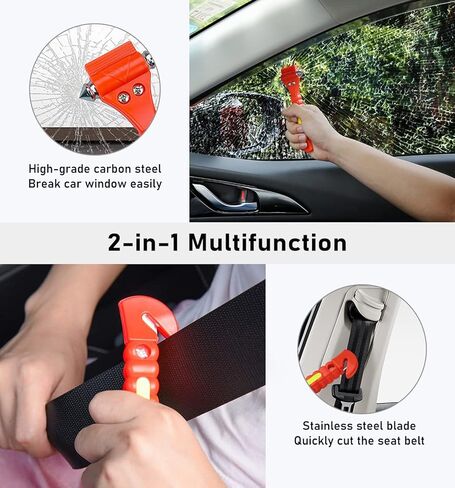 مطرقة سلامة السيارات 4 حزمة ، قاطع زجاج نافذة ، قاطع حزام الأمان أداة هروب الطوارئ مع شريط عاكس خفيف لإنقاذ الأسرة ، مجموعة البقاء على قيد الحياة لإنقاذ الحياة in Kuwait