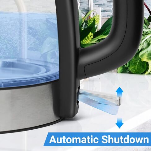 Glass Electric Kettle, TUMIDY 1.7L 1500W Fast Boiling Hot Water Boiler Auto-Shutoff and Boil-Dry Protection, LED Lights, Comfy Touch Handle Wide Opening Cordless Tea Heater making Tea Coffee, Black in Saudi Arabia