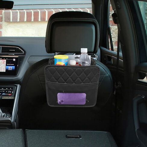 Car Seat Back Organizer, Car Organizers and Storage, Multipurpose Car Organizer Hanging, Auto Accessories PU Leather Vehicle Backseat Hanging Storage Pocket Universal for Most Cars (Black) in Kuwait