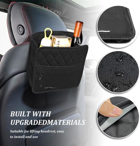 Car Seat Back Organizer, Car Organizers and Storage, Multipurpose Car Organizer Hanging, Auto Accessories PU Leather Vehicle Backseat Hanging Storage Pocket Universal for Most Cars (Black) in Kuwait