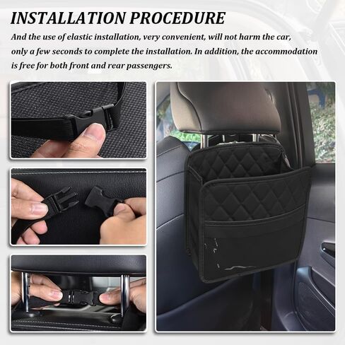 Car Seat Back Organizer, Car Organizers and Storage, Multipurpose Car Organizer Hanging, Auto Accessories PU Leather Vehicle Backseat Hanging Storage Pocket Universal for Most Cars (Black) in Kuwait