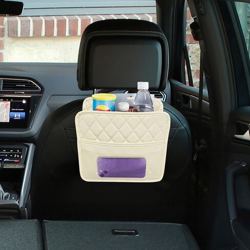 Car Seat Back Organizer, Car Organizers and Storage, Multipurpose Car Organizer Hanging, Auto Accessories PU Leather Vehicle Backseat Hanging Storage Pocket Universal for Most Cars (Black) in Kuwait