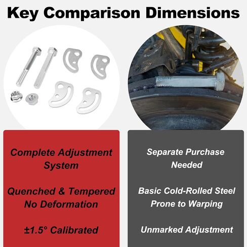Camber Bolt Kit ±1.5° 2PCS Compatible With Chevy GMC1999-2023 Silverado Sierra 1500 2500 Escalade Colorado Avalanche Tahoe Yukon Camber Bolt Adjusting Kit Alignment Caster in Kuwait