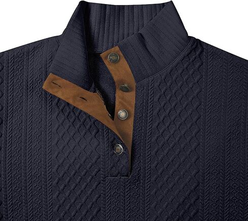 Men's Casual Sweatshirt Pullover Sweater Casual Long Sleeve Stand Collar Quarter Button Sweaters in Kuwait