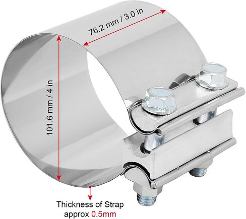 4.0 Inch (101.6mm) Exhaust Clamp,Butt Joint Exhaust Band Clamp,Stainless Sleeve Coupler For Mufflers,Exhaust Pipe(4 PCS) in Saudi Arabia