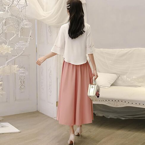 بدلة تانغ الصينية تانغ للسيدات التقليدية Qipao Cheongsam المطرزة ثبنتات ماندرين أعلى شاي فستان تنورة in Saudi Arabia