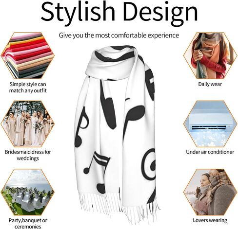 Lightweight Scarves Retro Piano Keys Music Fashion Scarf for Women Warm Soft Winter in Saudi Arabia