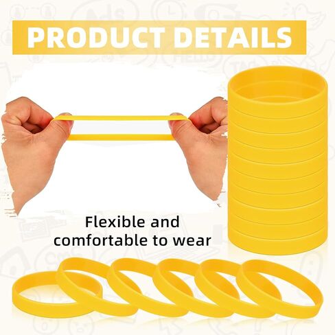 24 Pieces Silicone Bracelets 12 Colors/Black/Yellow/Orange/Bule/Purple/Green, Rubber Wrist Bands for Even in Kuwait
