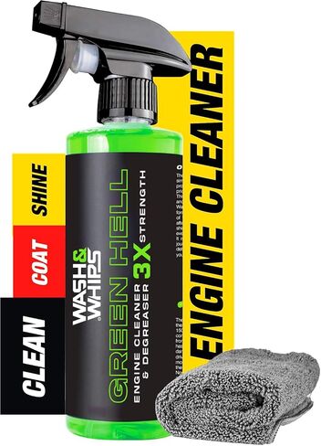 WASH&WHIPS Green Hell Engine Machine Cleaner & Degreaser - Car Engine Detailing Professional Strength Cuts Through Grime, Grease, Oil, Debris & Build-up, 16 fl oz in Saudi Arabia