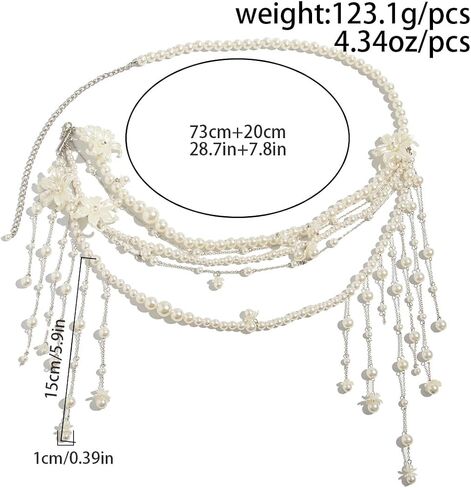Pearl Waist Chain for Women Layered Belly Body Chains Flower Pearl Tassels Body Chains Bikini Belly Sexy Body Jewelry Bohemian Charm Waist Chain for Wedding Party Body Accessories in Saudi Arabia