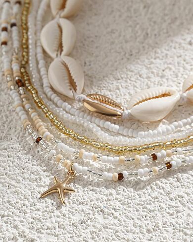 Layered Colorful Waist Beads for Women Natural Seashell Starfish Waist Chain Stretchy Shell Seastar Belly Body Chain Summer Beach Bikini Belly Jewelry Accessories in Kuwait