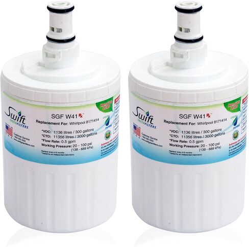 مرشح مياه صيدلاني Swift (SGF Rx) SGF-W41 Rx Whirlpool 8171414 وفلتر مياه متوافق مع الثلاجة in Kuwait