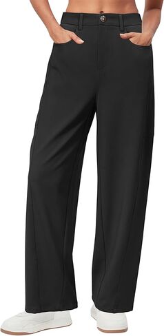 Arach & Cloz 2025 Women's Stretch Wrinkle Free Wide Leg Sonters غير رسمية مرنة مرنة بخصر بخصرها مع جيوب in Saudi Arabia