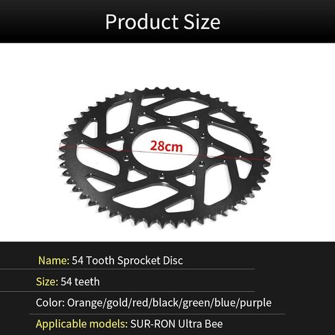 520-54T Sprocket for Surron, 7075 Aluminum Alloy 520-96 Chain Rear Sprocket for Surron Ultra Bee Electric Dirt Bike Parts Motorbike Accessories,Black in Kuwait