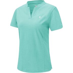 Rdruko Women's Golf Tirts Short Sleeve Dry Fit V v Tennis Tops Quick Dry Dry Driytic Polo Stirts Upf 50+ ، Green Green ، L