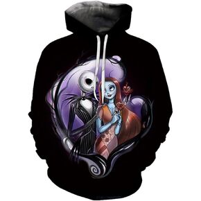 الرجال للجنسين نساء جاك سالي ثلاثي الأبعاد هوديز Pullover Zipper Sweatshirts خيالية الجدة العلوية معطف
