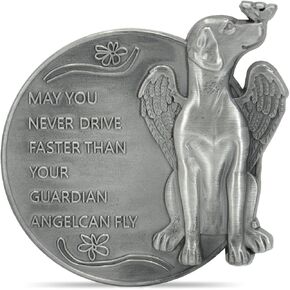 Superkred Guardian Dog Angel Visor Clip - Traditional-Modern Bronze Car Accessory, Perfect for Dog Lovers (Silver)