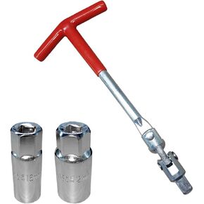 Spark Plug Socket Wrench, T-handle Spark Plug Removal Tool, 16 mm 5/8 Inch and 21 mm 13/16 Inch Installer Tool Kit, Suitable for Lawn Mowers, Motorcycles, Small Motor Vehicles