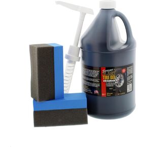 Forever BLACK Tire Gel Gallon w/Dispensing Pump and 2 Foam applicators