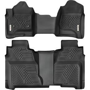 YITAMOTOR Floor Mats Compatible with 2007-2013 Silverado 1500/ Sierra 1500, 2007-2014 Silverado/Sierra 2500/3500 HD, 1st & 2nd Row All Weather Protection, Black
