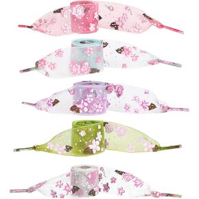 5 Pairs Satin Ribbon Shoe Laces, 2.7cm Wide Printing Flat Snow Yarn Shoelaces Colorful Shoe Ties Shoestrings for Women Girls