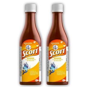 Emulsion de Scott Aceite de Hígado de Bacalao Sabor Tradicional- pack de 2 de 6.1 fl oz - 180 ml, Con Vitaminas A y D, Saga Good Things.