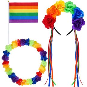 3pcs Pride Stuff Pride Flowergle Beadband Leis Leis Handheld Flags Association for Prid
