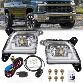 Ransoto Front LED أضواء الضباب المتوافقة مع 2019-2023 Chevy Silverado 1500 2500HD 3500HD مصباح الضباب القيادة مع Switch & Wiring Kit