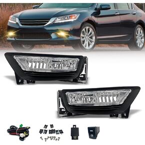 أضواء ضباب القيادة متوافقة مع 2013 2014 2015 Honda Accord 4DR Sedan ، مصابيح ضباب زوج واحد مع مصابيح H8 12V 35W ومحول الأسلاك والأسلاك