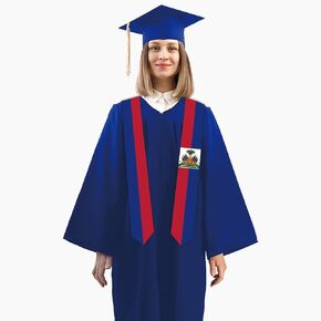 5.5x72 Inch Haiti Double Sided International Graduates Stole Scarfs