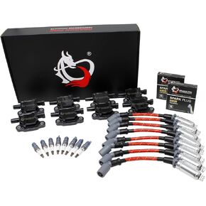 Fire Fire Performance Pluge Pack Coils Coils Iridium Spark Plugs 8.5mm Red Red Place Place Place بديل متوافق مع Chevy 5.3L 6.0L 6.2L 7.0L V8 LS استبدال 19206447 12611424 41162 OEM FIT KIT-1646