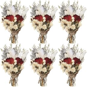 6 Pack Mini Dried Flower Bouquet Bridesmaid Proposal Gift with Will You Be My Bridesmaid Card, Boho Dried Floral Arrangement Small Flower for Wedding Decorations Bohemian Party Favors (Rose)